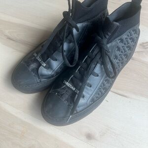Dior Black High-Top Monogram Sock Sneakers .